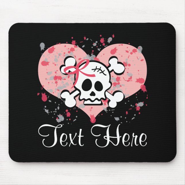 Personalised Pink Bow Skull Mousepad (Front)