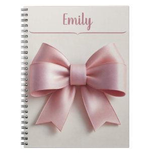 Personalised Pink Bow Spiral Notebook