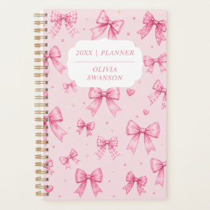 Personalised Pink Bows Preppy Custom Name Year Planner