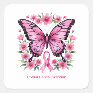 Personalised Pink Breast Cancer Awareness  Square Sticker