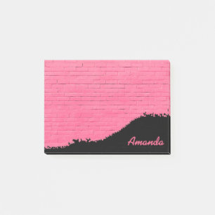 Personalised Pink Brick Pattern Post-it Notes