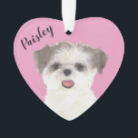 Personalised Pink Brown and White Shih Tzu Ornament<br><div class="desc">I am in love with this beautifully detailed watercolor illustration of a brown and white shih tzu dog on a sweet pink heart! Personalise these pastel ornaments and make the nice list this year! For the perfect presents, pair it with a matching item from the collection for a thoughtful housewarming,...</div>