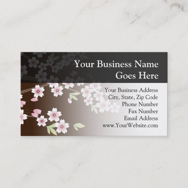 Personalised Pink/Brown Dogwood Blossom Business Card (Front)