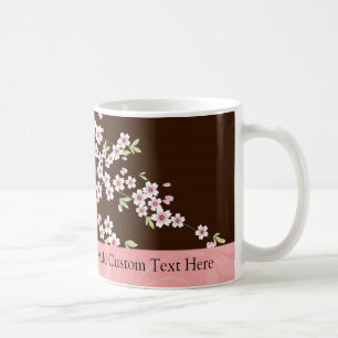 Personalised Pink/Brown Dogwood Blossom Coffee Mug