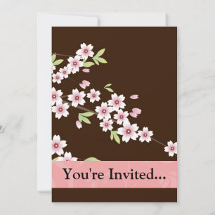 Personalised Pink/Brown Dogwood Blossom Invitation