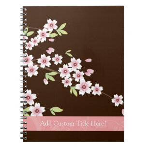 Personalised Pink/Brown Dogwood Blossom Notebook