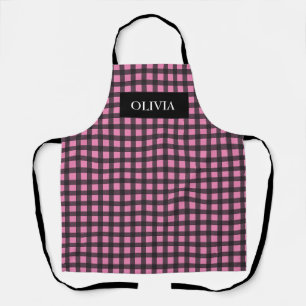 Personalised Pink Buffalo Plaid Kitchen Apron