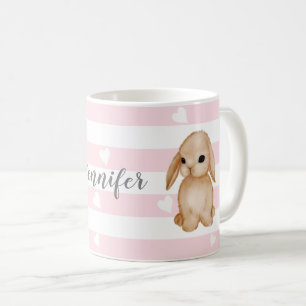 Personalised Pink Bunny Heart Mug