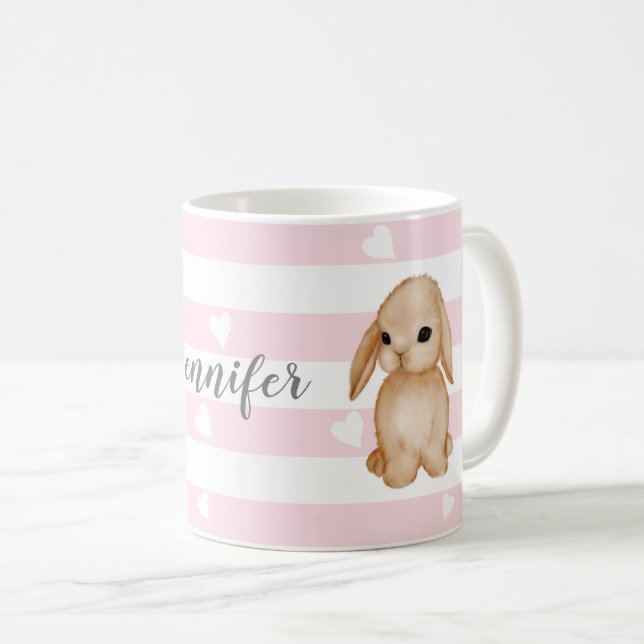Personalised Pink Bunny Heart Mug (Front Right)