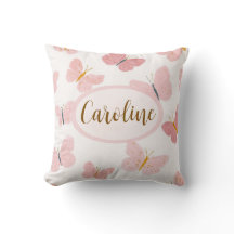 Personalised Pink Butterfly Name Pillow 