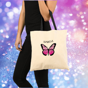 Personalised Pink Butterfly   Tote Bag