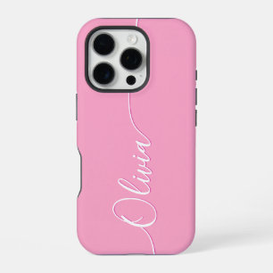 Personalised Pink Calligraphy Script Name iPhone 16 Pro Case