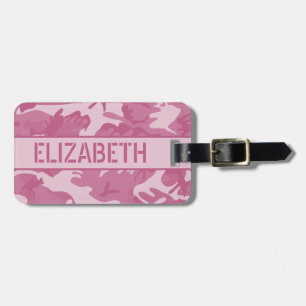 Personalised Pink Camo Luggage Tag