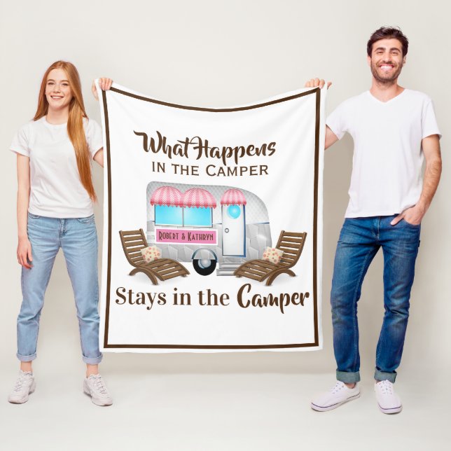 Personalised Pink Camper Blanket (In Situ)