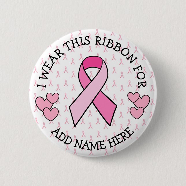 Personalised Pink Cancer Button (Front)