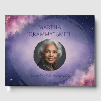 Personalised Pink Celestial Memorial Guest Book