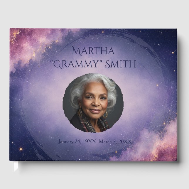 Personalised Pink Celestial Memorial Guest Book (Front)