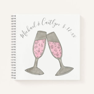 Personalised Pink Champagne Wedding Bridal Shower Notebook