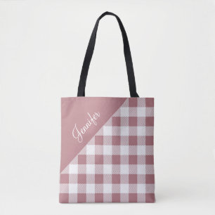 Personalised Pink Check Tote Bag