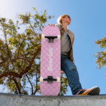 Personalised Pink Checks Skateboard<br><div class="desc">A trendy pink chequerboard design that can be personalised with a name or initials.</div>