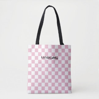 Personalised Pink Chequerboard Tote Bag – Custom