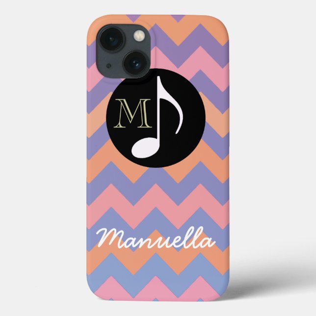 personalised pink chevron music note Case-Mate iPhone case (Back)