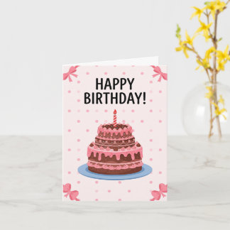 Personalised Pink Chocolate Cake Birthday Card