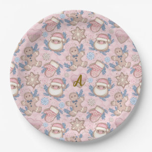 Personalised pink Christmas cookies Paper Plate