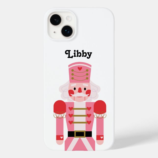 Personalised Pink Christmas Nutcracker White Case-Mate iPhone Case (Back)