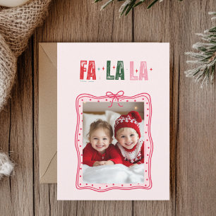 Personalised Pink Christmas Photo Card   Fa La La 