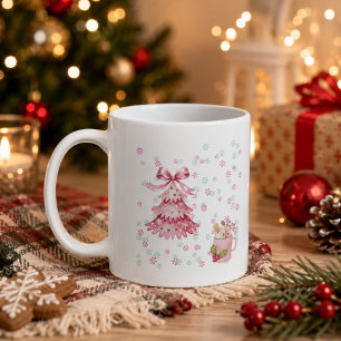 Personalised Pink Christmas Tree Mug