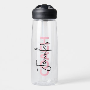 Personalised Pink Coach Typography Water Bottle