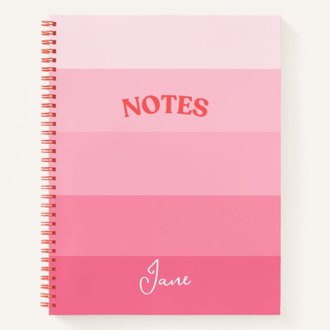 Personalised Pink Colorblock Spiral Notebook  (Front)