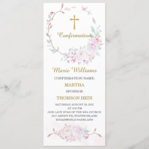 Personalised Pink Confirmation Prayer Card