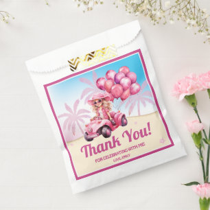 Personalised Pink Convertible Beach Birthday Favour Bag