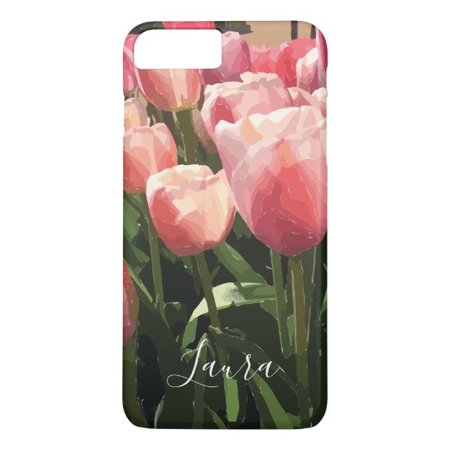 Personalised Pink Coral Tulips Case-Mate iPhone Case (Back)