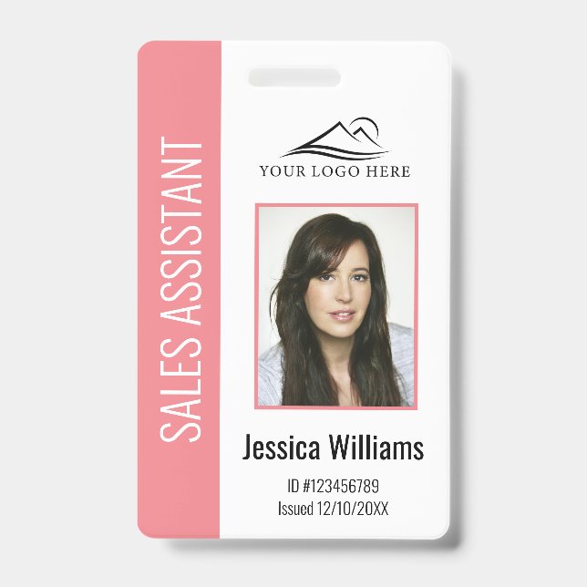 Personalised Pink Corporate Employee Security ID Badge (Front)