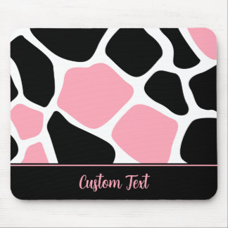 Personalised Pink Cow Animal Print  Mouse Pad