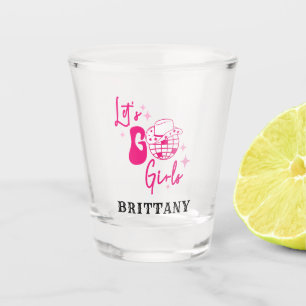Personalised Pink Cowgirl Let's Go Girls Shot Glass