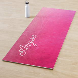 Personalised Pink Crackle Gradient Name Yoga Mat