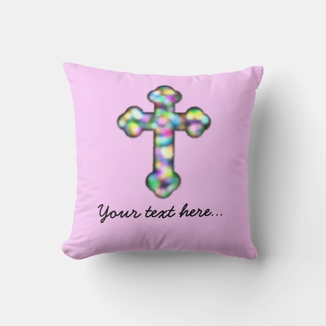 Personalised Pink Cross Cushion (Front)