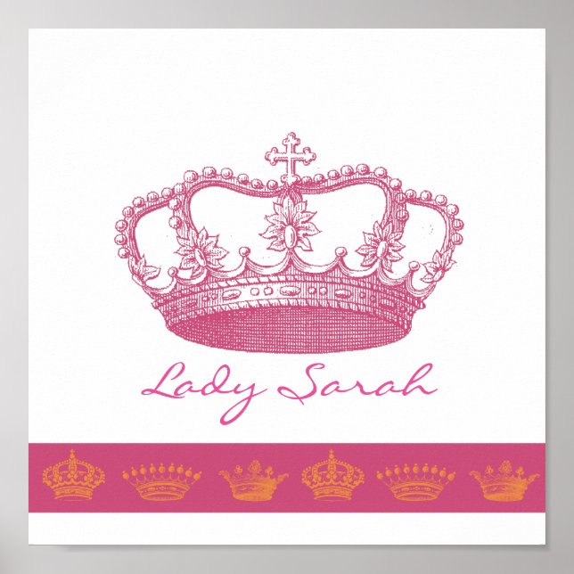 Personalised Pink Crown Poster (Front)