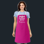 Personalised pink cupcake baking apron for women<br><div class="desc">Personalised pink cupcake baking apron for women. Cute kitchen aprons with cup cake silhouette logo. Add your own custom name and quote. Example; Cupcake Queen. Funny gift idea for friends, family, mum, sister, kids, grandma etc. Also great for bakery shop, workshop, cooking, BBQ and more. Medium and large sizes.</div>