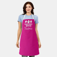 Personalised pink cupcake baking apron for women