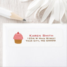 Personalised Pink Cupcake Return Address Label