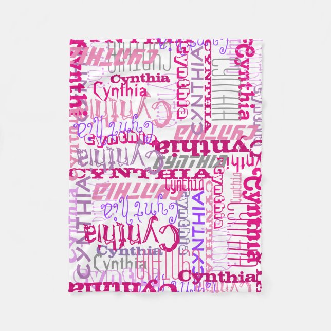 Personalised Pink Custom Name Collage Girl's Fleece Blanket (Front)
