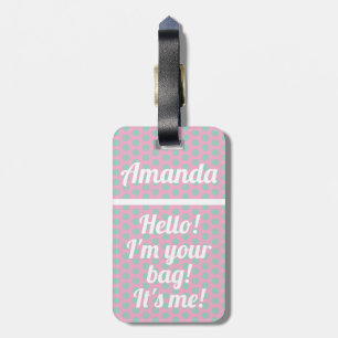Personalised Pink Cute Girly Funny Luggage Tag
