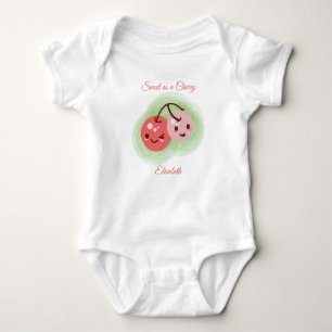 Personalised Pink Cute Pair of Cherries Baby Bodysuit