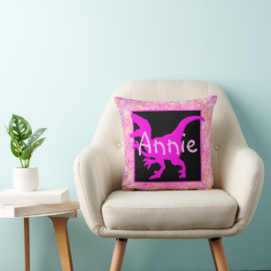 Personalised Pink Dinosaur Hide  Cushion