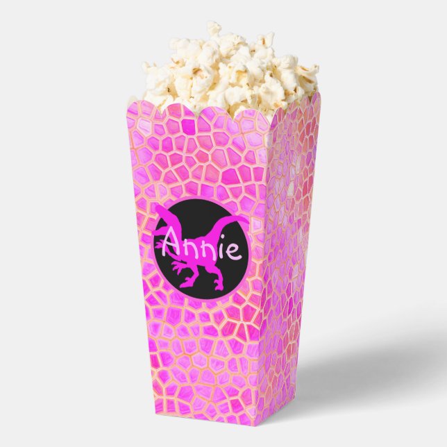 Personalised Pink Dinosaur Hide  Favour Box (Popped)